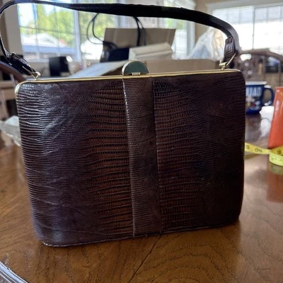 Vintage Alligator Box Purse /Feet - Image 1 of 4