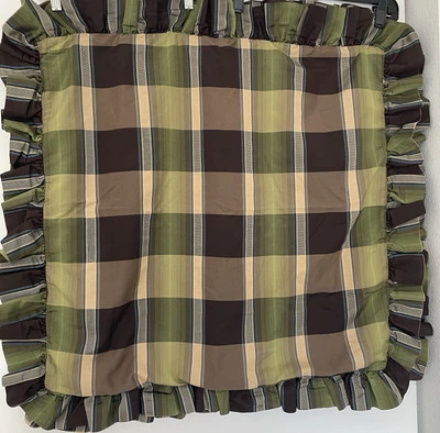 Legacy Vintage Silk Blend Ruffle Plaid Euro Sham 24” Set of 3 RARE!! - Image 1 of 4