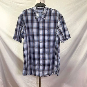 Camisa para hombre IZOD púrpura azul blanco a cuadros manga corta XL - Imagen 1 de 4