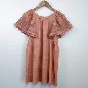 Old Navy Girl's Peachy Pink Cotton Flutter Sleeve Dress NWT - Picture 1 of 8
