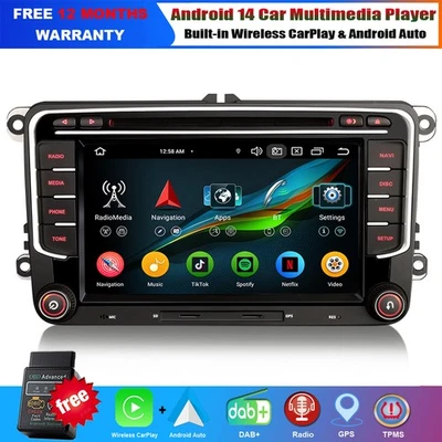 Android 14 Player GPS Sat Nav For SEAT Altea Leon Mk2 CarPlay Car Stereo Radio - Image 1 of 4