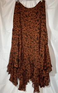 Dana Buchman 100% Silk Animal Print Scalloped Hem Skirt Lined Size 12 - Picture 1 of 5