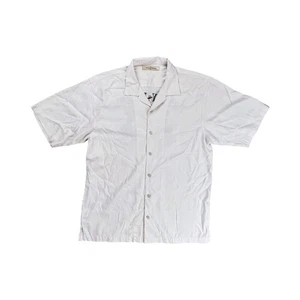Camisa Tommy Bahama Seda L Bordada Blanca Cóctel Campamento Abotonada Luau Aloha - Imagen 1 de 8