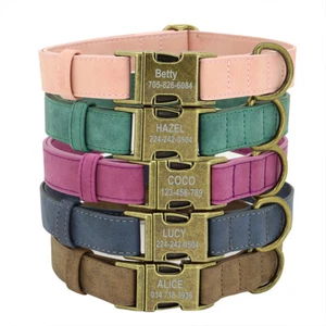 Personalisiert Hundehalsband Leder mit Wunschgravur Name Telefonnummer Weiches - Bild 1 von 69