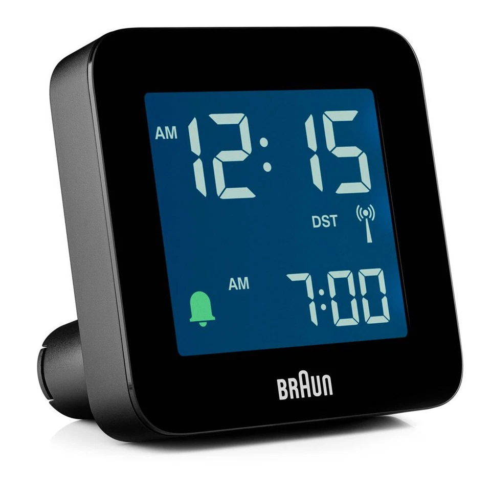 Braun BC09-DCF Digitaler Wecker Quadratisch Schwarz 12/24 h LCD Akku 67018 - Bild 1 von 1