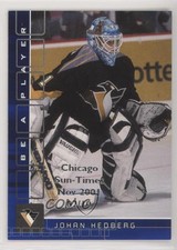 2001-02 ITG Be A Player Memorabilia Sapphire Chicago Sun-Times /10 Johan Hedberg