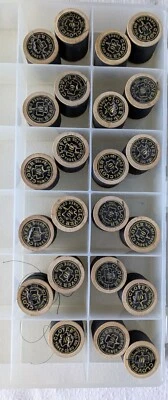 Lot of 23 Same Wooden Spools of Vintage Clover 40 Three Cord Thread - 20 Unused - Image 1 of 4