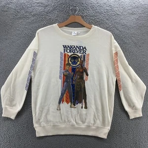 Marvel Black Panther Wakanda Forever Sweatshirt Womens M Cotton Blend Beige NEW - Picture 1 of 21