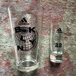 adidas NYC Runs Brooklyn Half Marathon 2022 Pint & Shot Glass BKLYN SET NEW - Picture 1 of 1