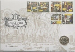 The Royal Mint 2016 El Gran Incendio de Londres 1666 - 2016 moneda de 2 £ y 6 estampillas - Imagen 1 de 2