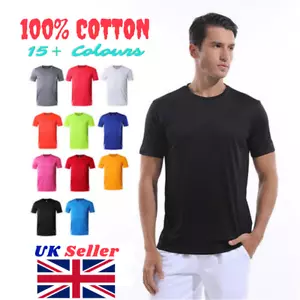 Herren T-Shirts Uni Baumwolle Kurzarm T-Shirt Tee Oberteil Rundhals XS bis 3XL - Bild 1 von 11