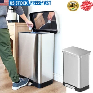 20 Gallon Trash Can Stainless Steel Step On Kitchen Bathroom Garbage Bin Indoor - Picture 1 of 10