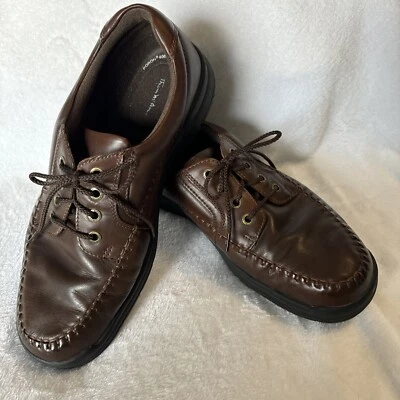 Thom Mcan Mens Boat Shoes Brown Leather Moc Toe Lace Up Low Top US 10W - Image 1 of 4