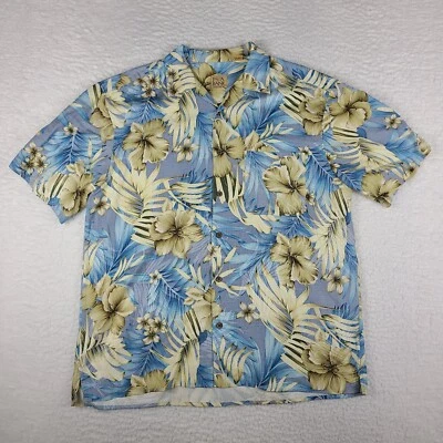 Camisa de vestir Jos A Bank para hombre grande azul beige floral hawaiana con botones Foto 1 de 4