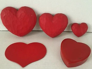 Graduating Wood Chiseled Heart Shapes Wall Decor Plastic Heart Trinket Box  - Picture 1 of 10