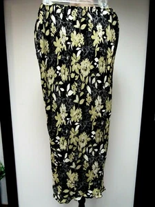 LANE BRYANT Lined Silk Skirt Pull On Elastic Waist Floral Balck Tan Khaki XL GUC - Picture 1 of 4
