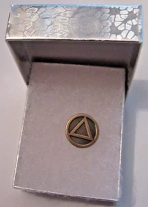 Alcoholics Anonymous AA Symbol Lapel Hat Vest Pin bronze Sobriety Sober Token - Picture 1 of 9