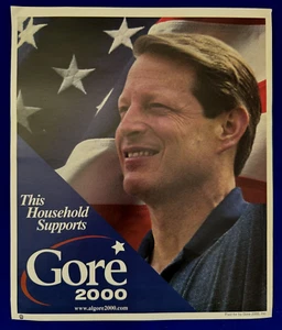 Vintage 2000 "This Household Supports" Al Gore for President Small Poster Ad - Picture 1 of 2