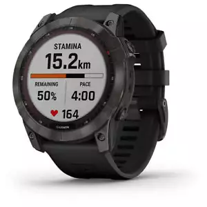 Garmin FENIX 7X SAPPHIRE SOLAR Titanium Carbon Grey Silicone 51mm 010-02541-11 - Foto 1 di 5
