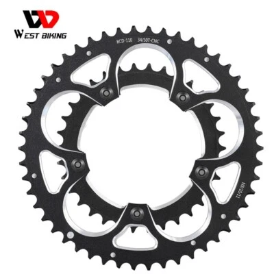 WEST BIKING Road Bike Double Chainring 110BCD 34T/50T Aluminum Alloy Tooth Plate - Image 1 of 4
