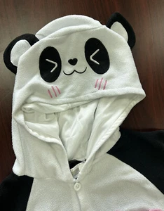 Panda Bear One Piece Holiday Pajamas Halloween Cosplay Costume Kids 9-10 Hoodie - Picture 1 of 4