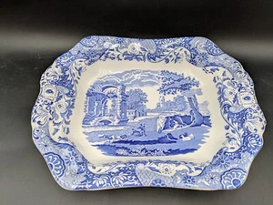 Spode Blue Italian Scalloped Footed Serving Dish 12" x 9" Excellent No Lid - Picture 1 of 2