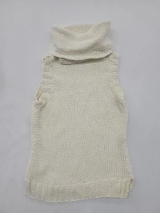 White + Warren Cream Sleeveless Turtleneck Sweater Women's MED. 100% Cotton - Picture 1 of 13