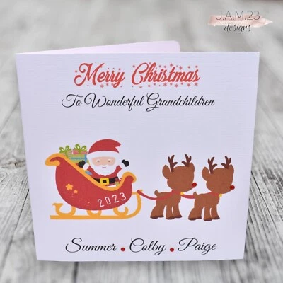 J.A.M. 23 DESIGNS Personalised Christmas Card Grandchildren Children Nieces Nephews