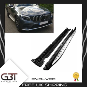 FOR MERCEDES BENZ GLC X253 OND COUPE SIDE STEPS FOR 2015+ BLACK/SILVER UK STOCK - Picture 1 of 9
