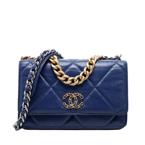 Borsa a tracolla Chanel Navy 19 patta WOC catena