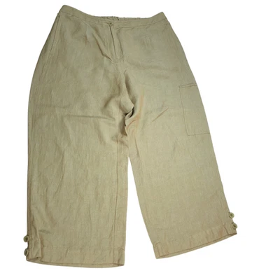 Eileen Fisher Capri Pants Women Size 1X Linen Viscose Blend Button Detail Summer - Изображение 1 из 4