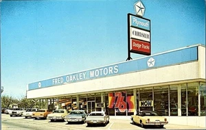 FRED OAKLEY MOTORS Dealership Dallas Texas Vintage Postcard Chrysler Dodge - Picture 1 of 3