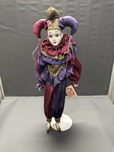 VINTAGE PORCELAIN HARLEQUIN CLOWN 2FT MUSICAL SAN FRANCISCO MUSIC BOX COMPANY - Picture 1 of 11