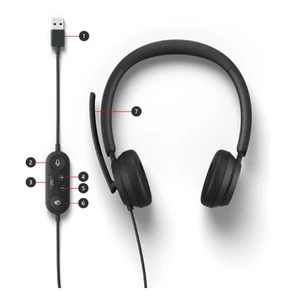 Microsoft Modern Wired USB Headset (Model: 1989) - Black - Picture 1 of 2
