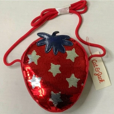 Cat & Jack Strawberry Girls Novelty Crossbody Zipper Close Purse/Handbag NWT - Image 1 of 3