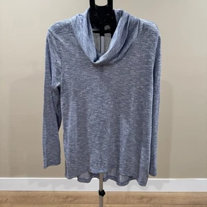 Neu mit Etikett Chico's Größe 2 12-14 blau silber metallic drapiert Wasserfallausschnitt leicht - Bild 1 von 9