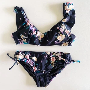 NEW Oneill Girls “Rosetta” Ruffle Bralette swim set in black -Size 10 - Picture 1 of 13
