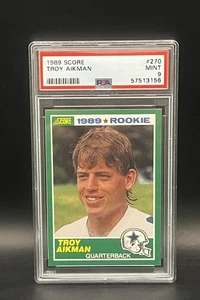 1989 Score #270 Troy Aikman PSA 9 Rookie RC HOF Dallas Cowboys Football Card! - Picture 1 of 2
