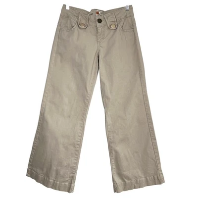 Anthropologie Twill Twenty Two Y2K Low Rise Wide Leg Pants Beige Size 27 Boho - Image 1 of 4