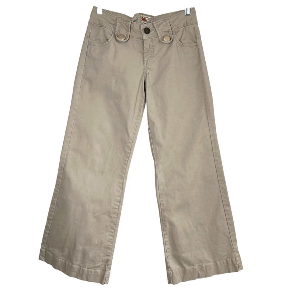 Anthropologie Twill Twenty Two Y2K Low Rise Wide Leg Pants Beige Size 27 Boho - Image 1 of 4