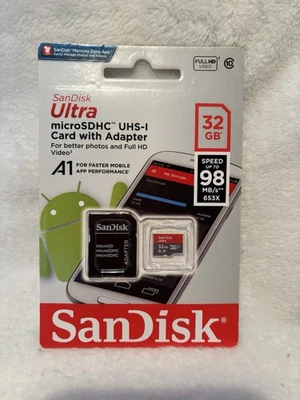 SanDisk Ultra 32GB Micro SDHC UHS-I U1 A1 - Memory Card With Adaptor - New - Image 1 of 2