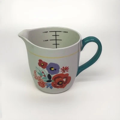 Pioneer Woman Flea Market Teal Floral 4 Cup Measuring Pitcher Handle - Image 1 of 4