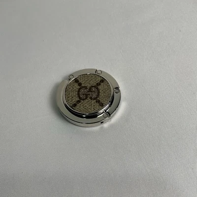 Gucci Tan Brown Monogram Canvas Silver  Bag Holder Hook - Image 1 of 2