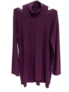 Clara Sunwoo Tunika Oberteil Gr. XL Rollkragen Langarm Pullover lila schick NEU - Bild 1 von 9