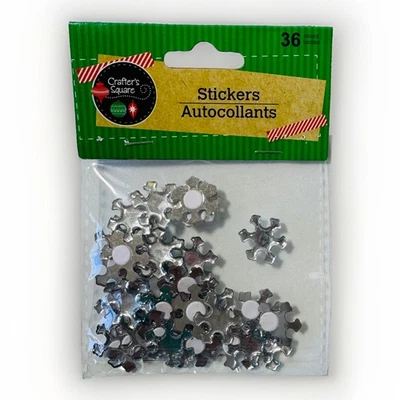 Adesivos quadrados de floco de neve prata 1/2" Crafter's artesanato para scrapbooking diário - Imagem 1 de 4