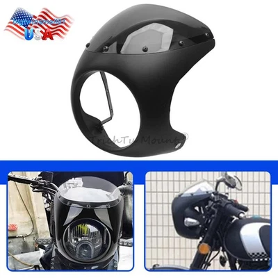 Kits de parabrisas carenado de faros de 7" negro para cafetería racer chopper nuevo Foto 1 de 4