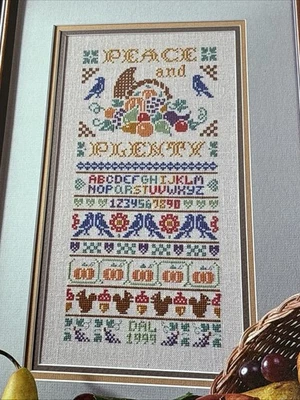 Peace and Plenty Fall Thanksgiving Cross Stitch Pattern Pages From Book - Image 1 of 4