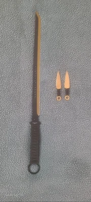 27inch Ninja Machete with 6inch Throwing Knives, Collection, (Gold) - Imagem 1 de 4