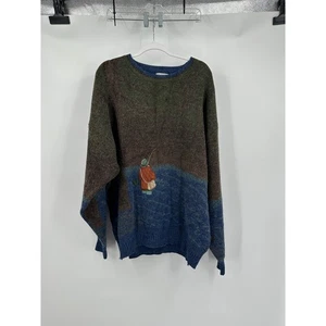 Brian MacNeil Mens Vintage Fisherman Scene Sweater Size 2XLT Wool Blend FLAW - Picture 1 of 10
