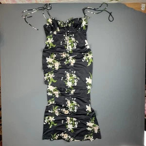 Marthea Dress Women L Black Floral Maxi Cottagecore Sleeveless Whimsygoth - Picture 1 of 7